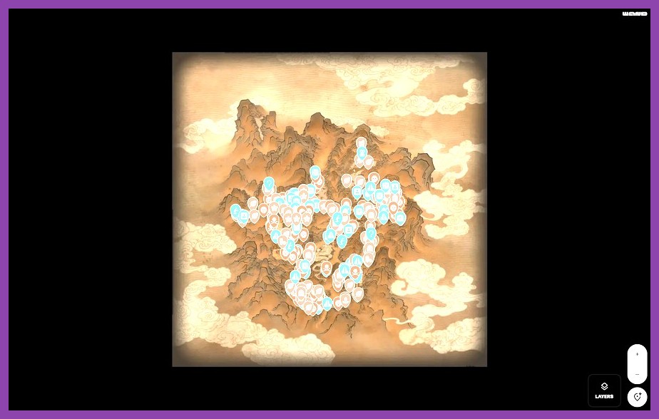In-game map highlighting popular gold farming spots in Black Myth: Wukong