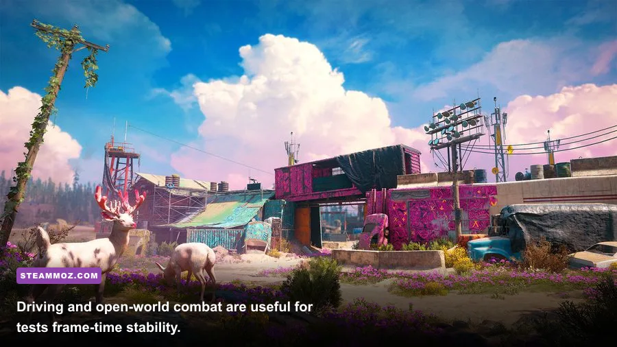 Far Cry New Dawn highway combat with vehicles and enemies