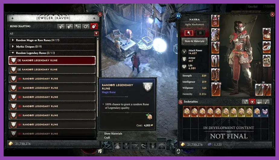 Runewords crafting interface in Diablo 4 Vessel of Hatred