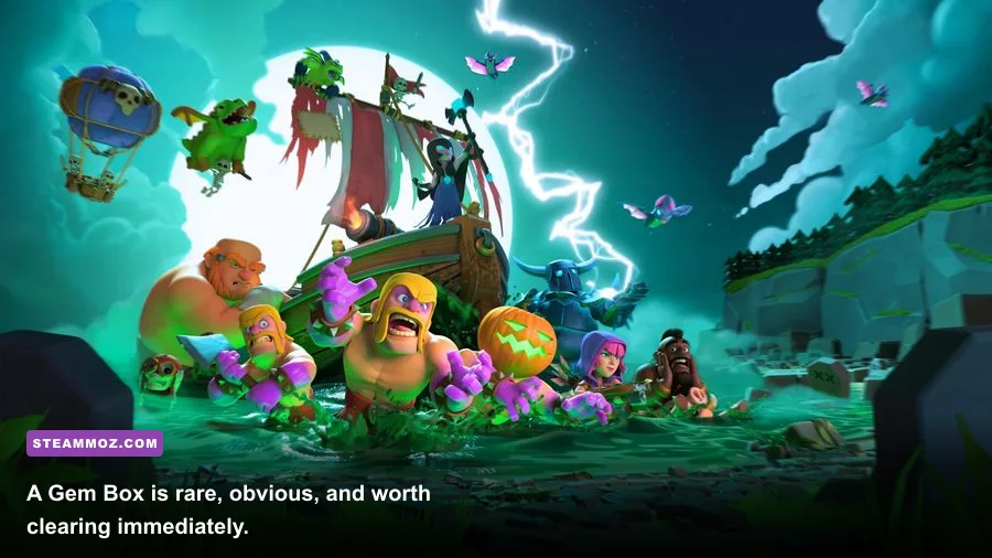 Gem Box obstacle appearing inside a Clash of Clans village