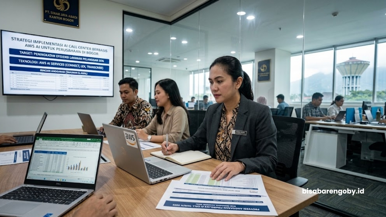 Manajer operasional merencanakan anggaran beli AI Call Center untuk perusahaan di Bogor berbasis AWS AI