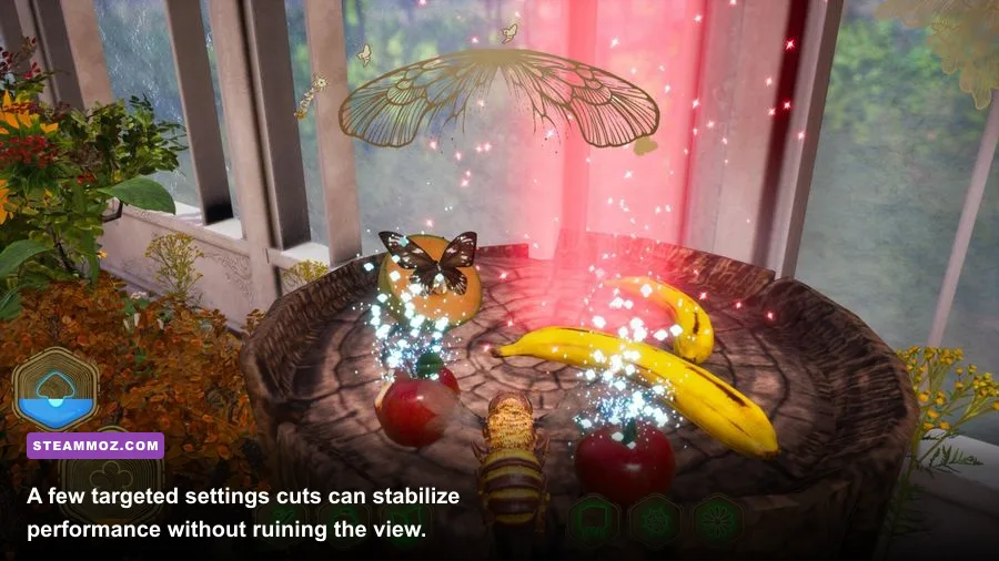 Bee Simulator PC graphics settings menu showing resolution and quality options