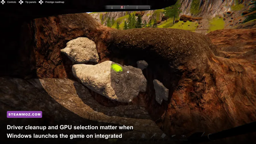 Dinosaur Fossil Hunter running on a gaming PC with GPU performance monitoring