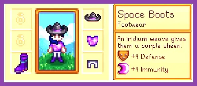 Stardew Valley character wearing Cinderclod Shoes