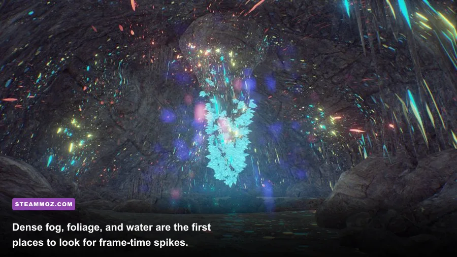Drizzlepath Genie foggy forest and waterfall scene that can reduce PC frame rate