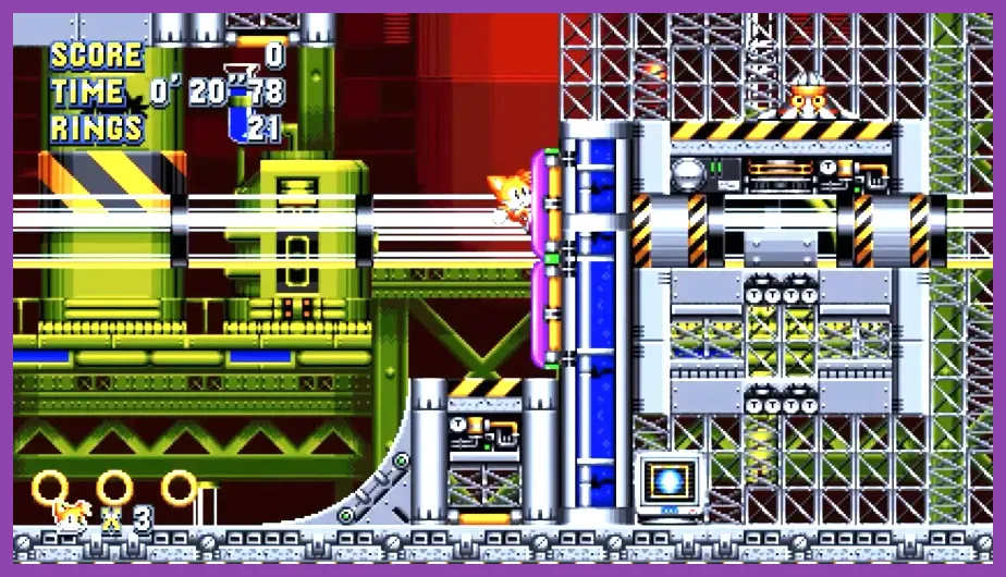 Sonic Mania PC gameplay running at 60 frames per second in Chemical Plant Zone