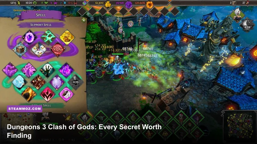 Dungeons 3 Clash of Gods dungeon gameplay with the Dungeon Lord facing the gods