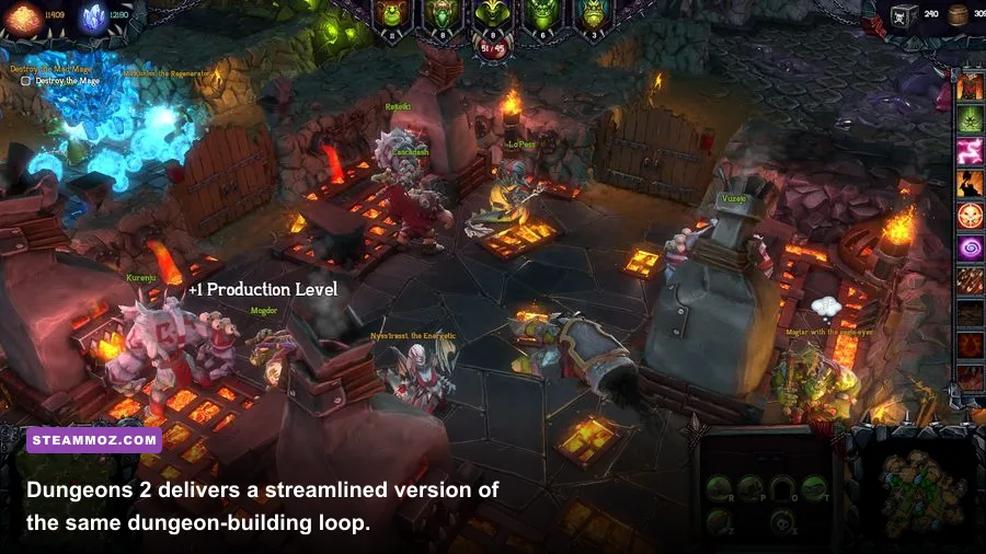 Dungeons 2 underground dungeon with creatures and constructed rooms