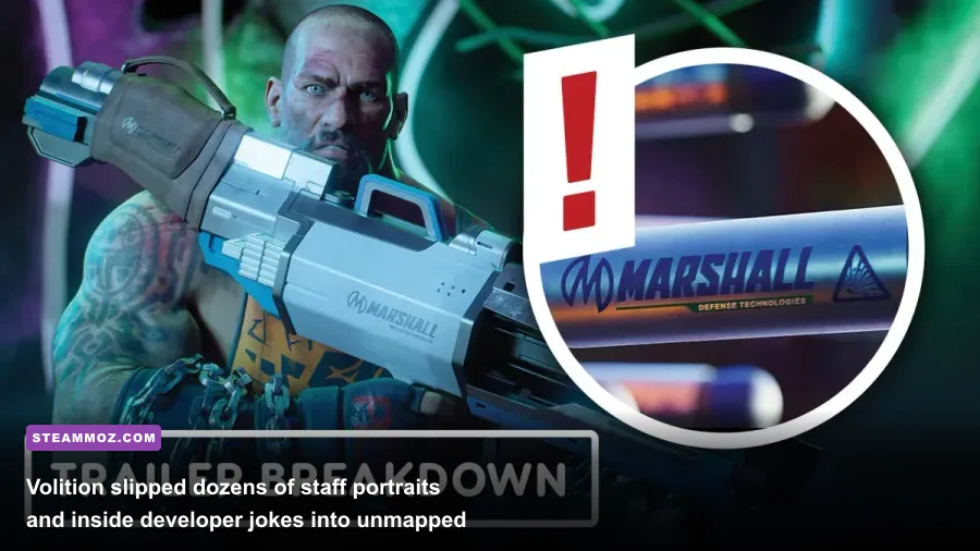 Secret developer room in Saints Row featuring Volition staff photos and hidden items