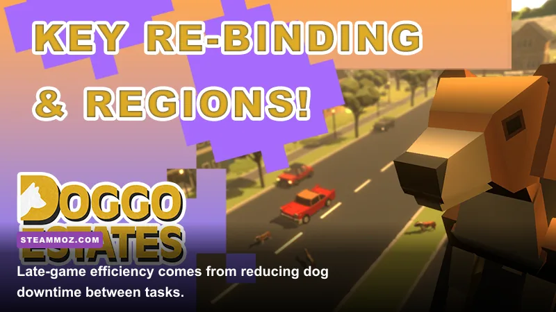 A late-game Doggo Estates property filled with dogs and upgraded facilities