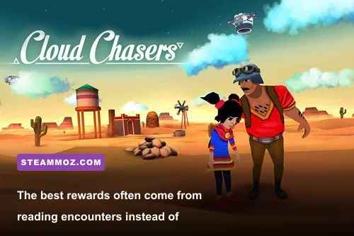 Amelia and Francisco making a difficult choice during a Cloud Chasers encounter