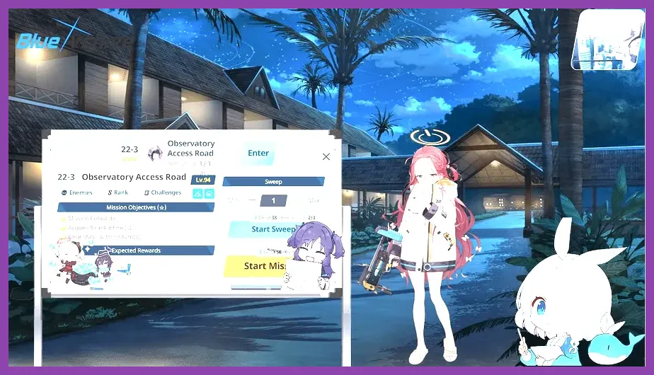 Blue Archive hard campaign map highlighting node drop rewards
