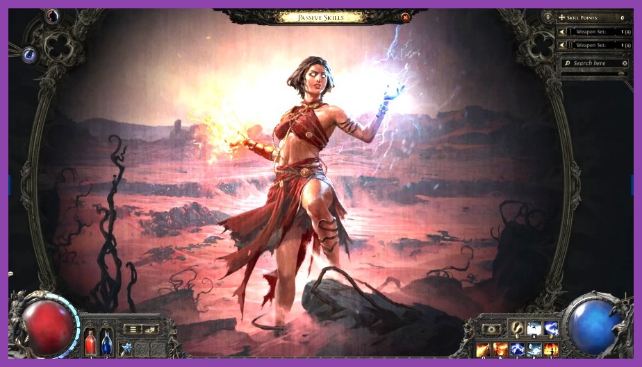 Sorceress casting high-tier spell combos in Path of Exile 2
