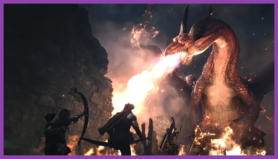 Fighting a Purgener dragon boss in the Unmoored World in Dragon's Dogma 2