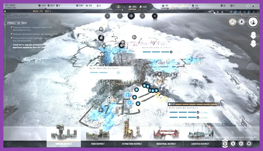Frostpunk 2 oil pumpjack extracting fuel in the snow