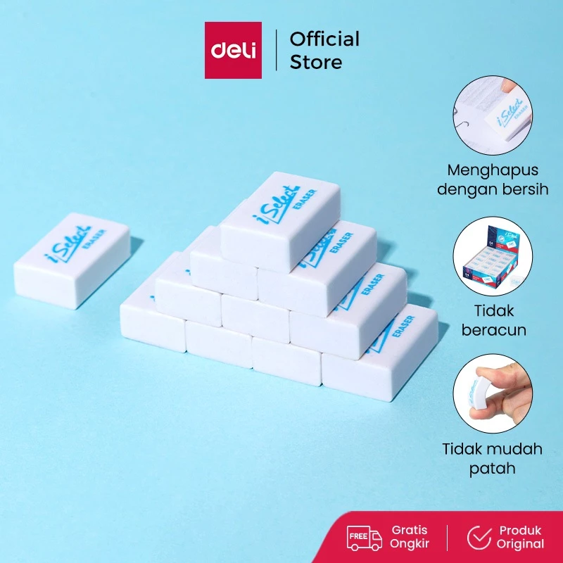 Deli I-Select Eraser / Penghapus Pensil Putih Bebas Debu Tidak Beracun EH326