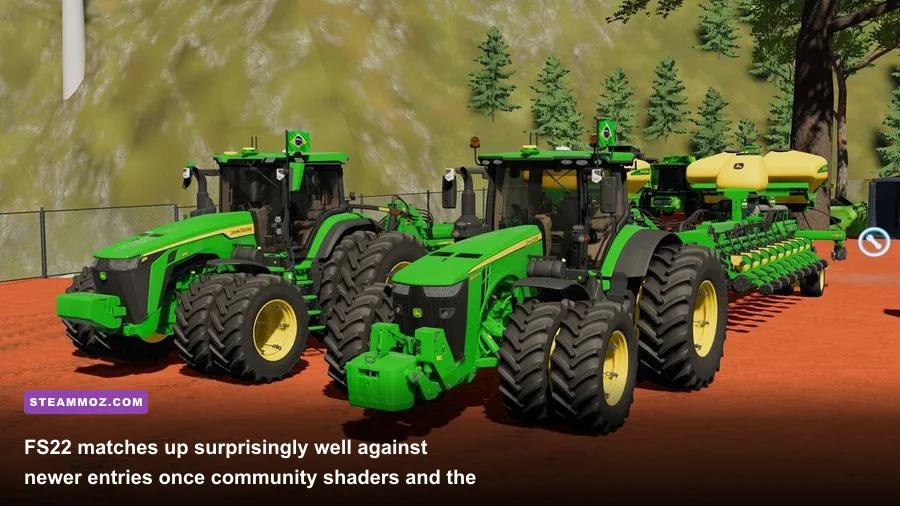 John Deere tractor operating in a muddy field with Precision Farming sensors