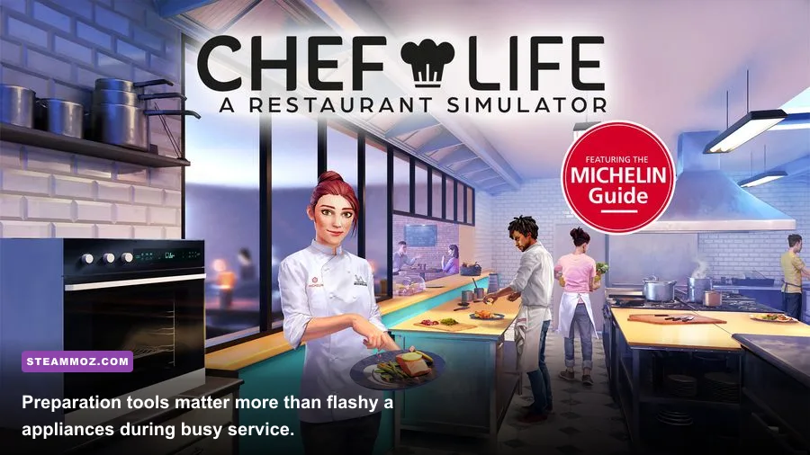 Chef Life A Restaurant Simulator chef preparing ingredients with professional kitchen tools