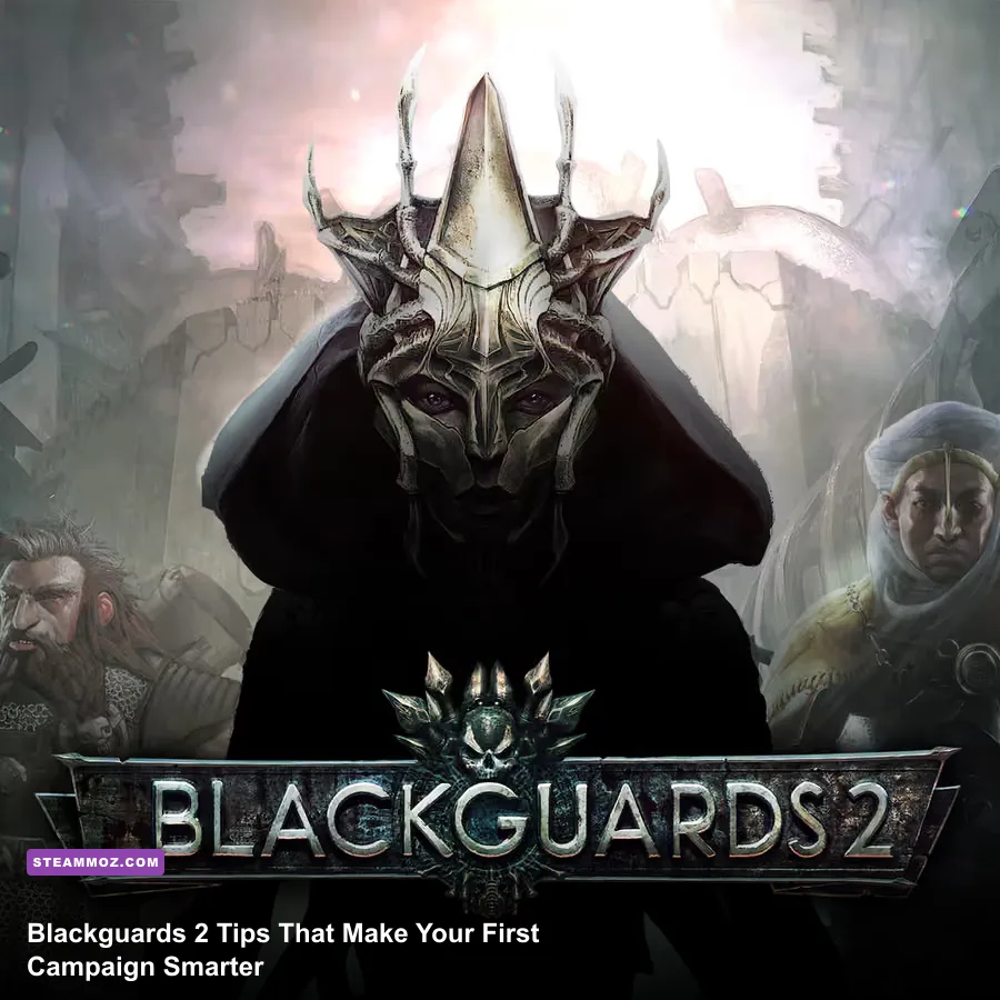 Cassia leading her party across a battlefield in Blackguards 2