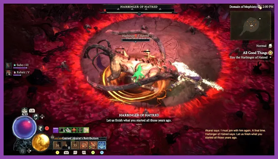 Intense boss battle in Diablo 4 Vessel of Hatred