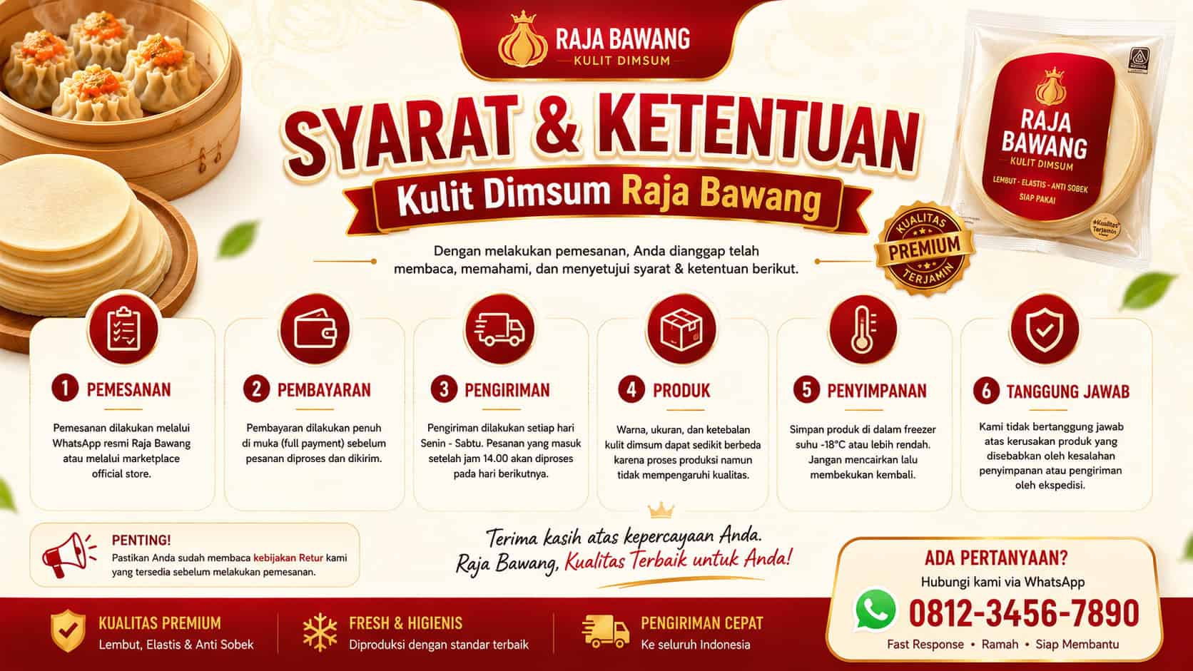 Syarat dan Ketentuan Kulit Dimsum Raja Bawang