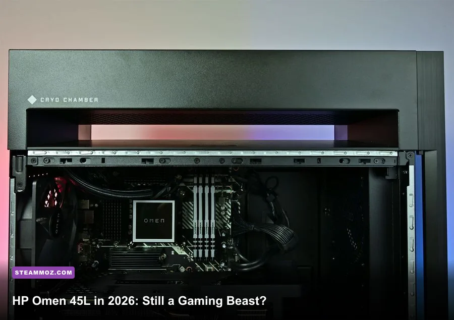 HP Omen 45L gaming desktop with RGB lighting and Cryo Chamber cooling
