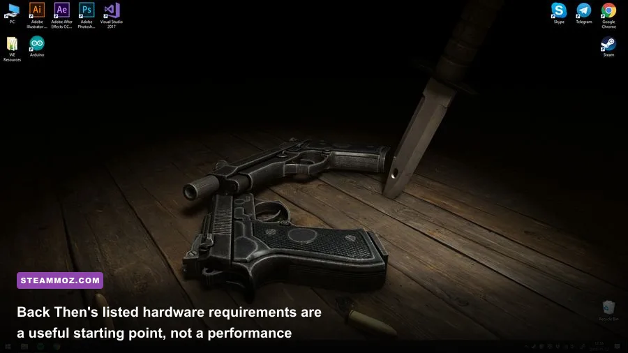 Back Then Steam page showing the game's PC system requirements