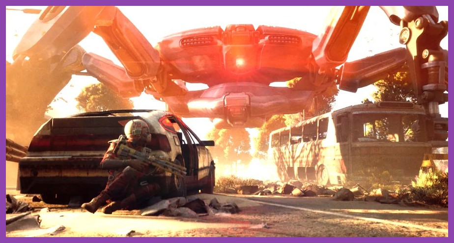 Illustration showing a player mistiming a dodge and taking damage from the Overseer