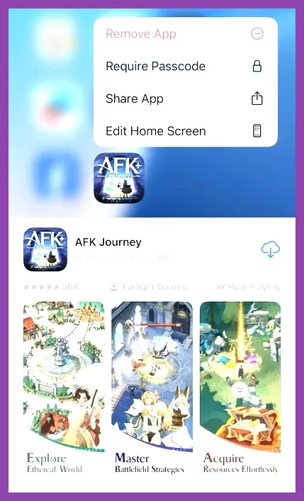 AFK Journey title screen showing resource download and account options