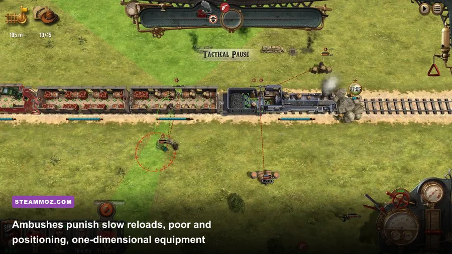 Bounty Train train crew defending against an enemy ambush on the frontier