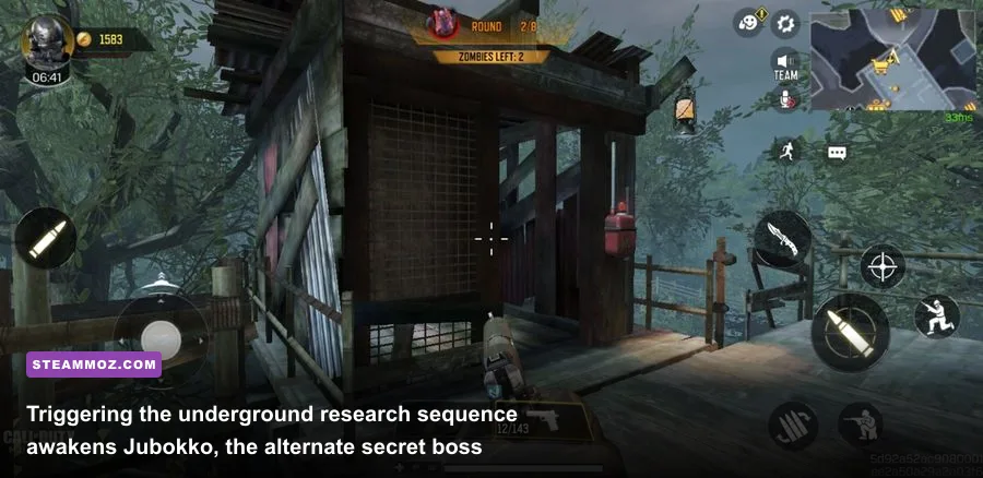 The colossal branch-covered Jubokko secret tree boss in Call of Duty Mobile Zombies mode