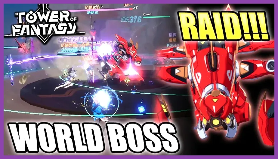 Group of players fighting a world boss in Tower of Fantasy