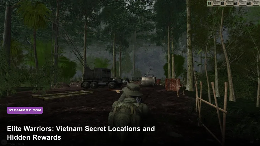 Elite Warriors Vietnam soldiers moving through a dense jungle combat zone