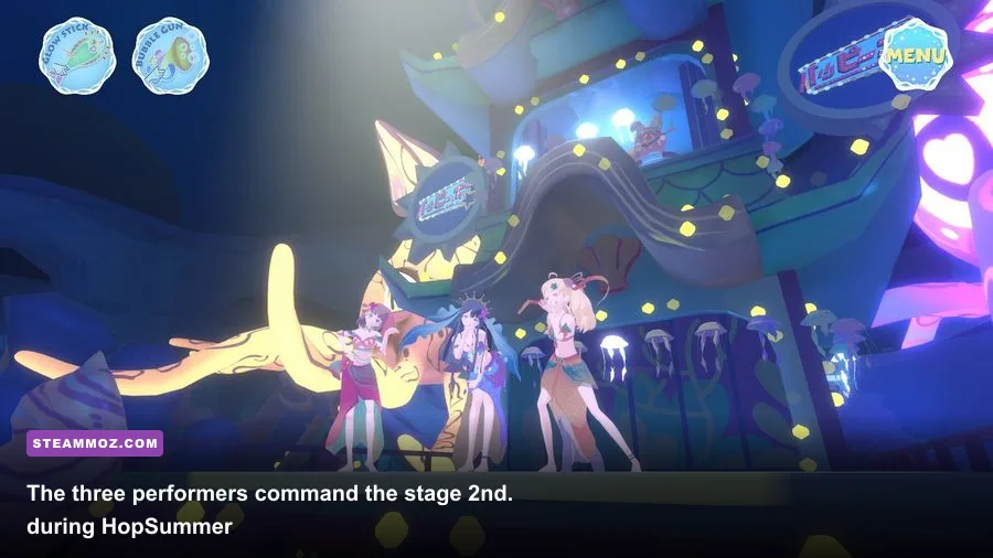 Hop Step Sing HopSummer 2nd characters performing on a VR concert stage