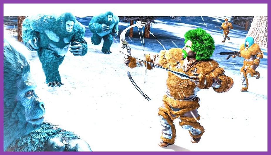 A ferocious Yeti attacking a player inside the Snow Cave