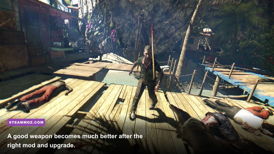 Dead Island Riptide weapon workbench showing crafting and upgrade options
