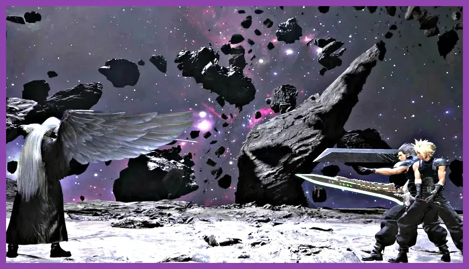 Cloud Strife battling Sephiroth in Final Fantasy VII Rebirth Hard Mode