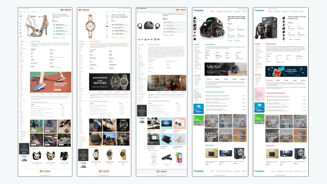 A professional eBay listing template shown on desktop and mobile devices