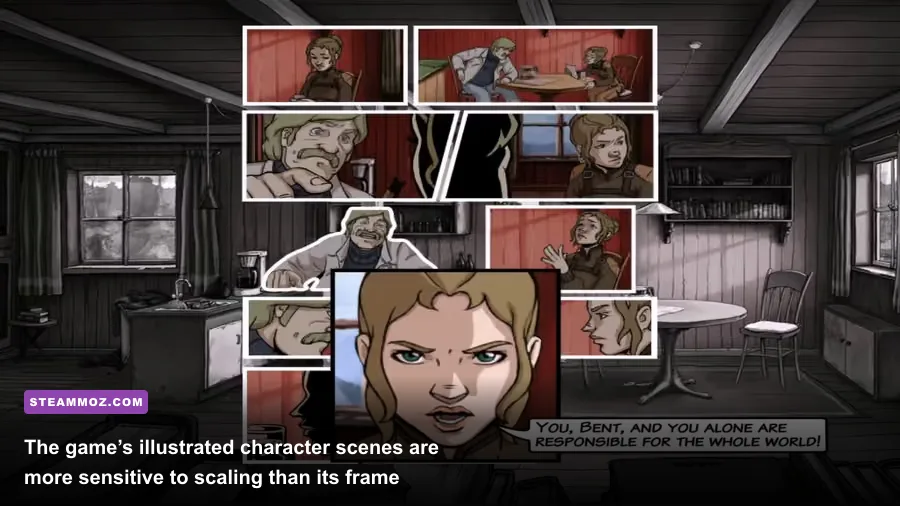 Bent and Fay speaking in an illustrated A New Beginning Final Cut scene