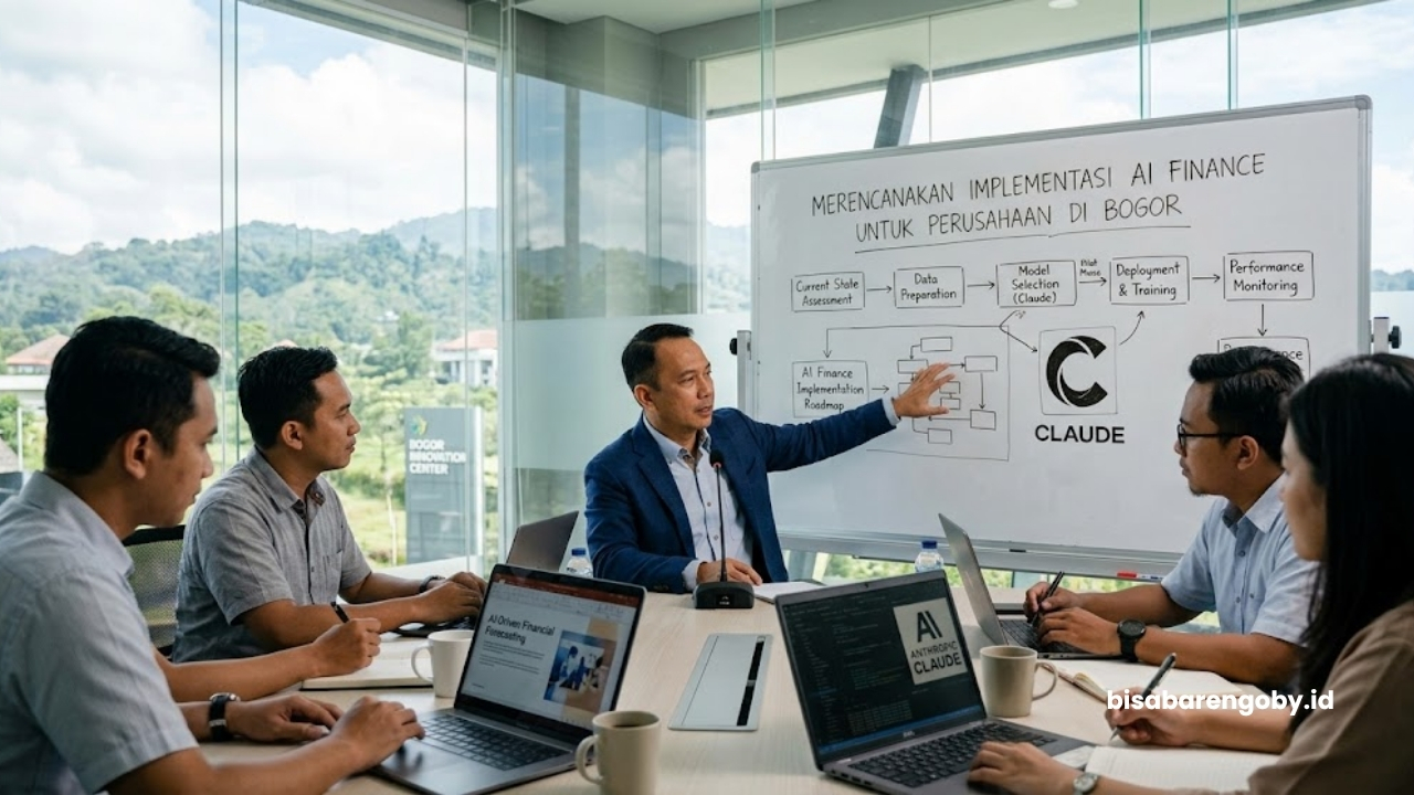 Manajer keuangan merencanakan implementasi AI Finance untuk perusahaan di Bogor berbasis Claude
