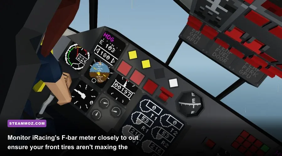 iRacing force feedback meter bar displaying telemetry data while cornering