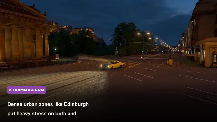 Night street race in Edinburgh with wet road reflections in Forza Horizon 4