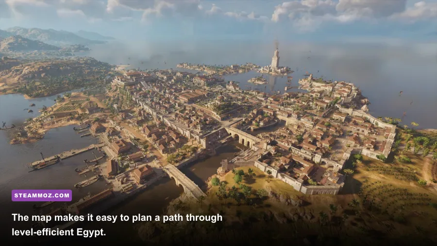 Assassin's Creed Origins map showing Siwa and Alexandria regions