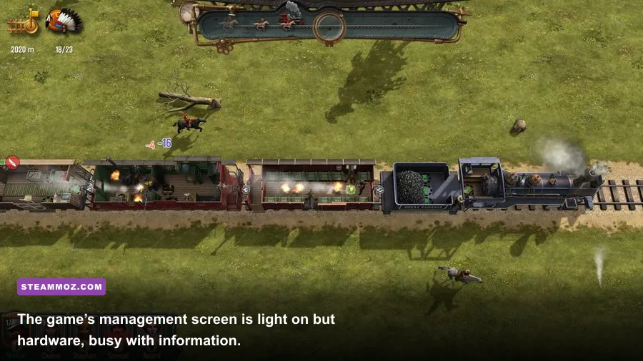 Bounty Train PC gameplay showing train management and frontier map