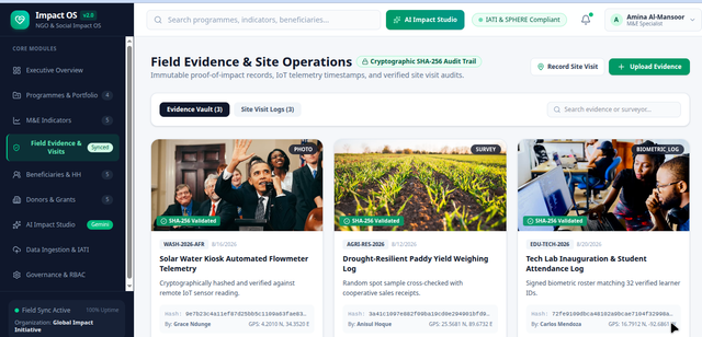 Impact OS donor and grants management screen — demonstration data