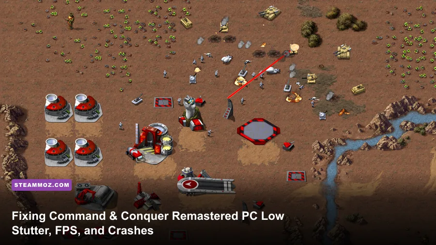 Command and Conquer Remastered Collection large scale RTS battle with tanks and infantry