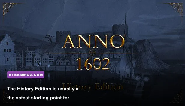 Anno 1602 History Edition running on a modern PC monitor with game settings visible