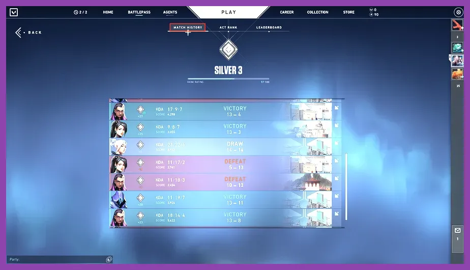 Valorant competitive match queue screen
