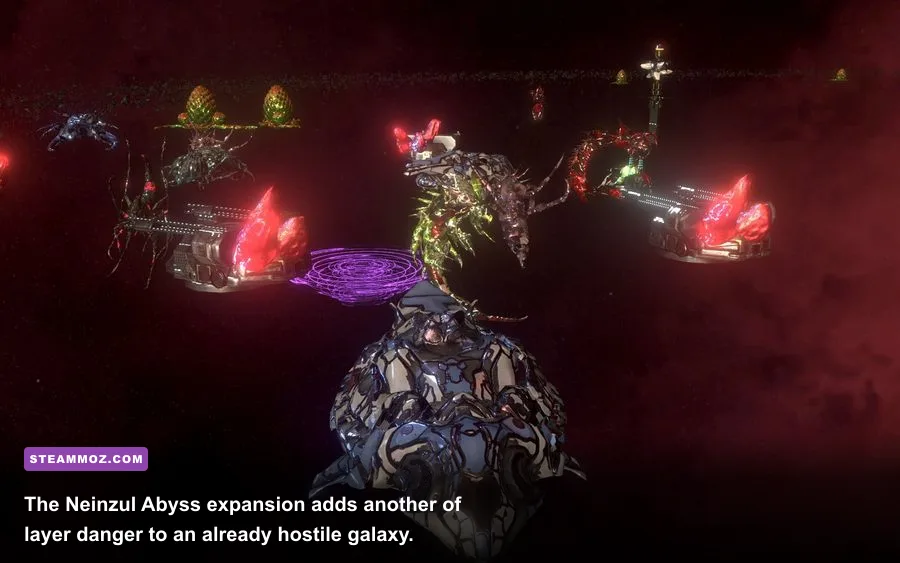 AI War 2 Neinzul Abyss DLC showing alien Neinzul units and hostile galaxy sectors