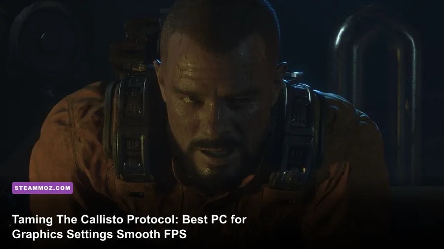 Jacob Lee navigating a dimly lit corridor inside Black Iron Prison in The Callisto Protocol